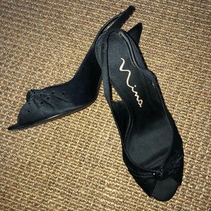 Nina satin peep toe sling backs